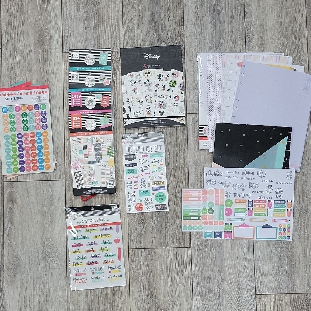 Disney and Happy Planner Sticker And Grading/Notebook Paper Bundle